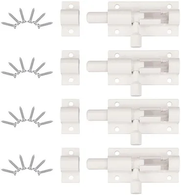 Zdjęcie produktu dla Zamki - Zamki do drzwi przesuwanych - 4 sztuki - 63 x 25 mm - Stal nierdzewna - Trwałe - Ochrona przed kradzieżą