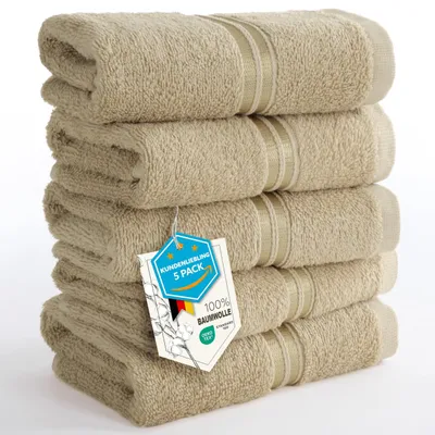 Produktbild von Hammetex Gästehandtücher 5er Set 30x50 cm, 100% Baumwolle Frottee