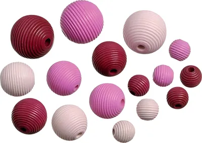 Produktbild von KNORR prandell Holzperlen-Mix Kugeln rosa pink sortiert 20 Stück