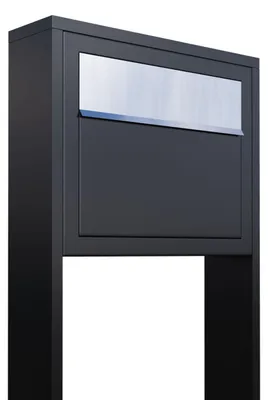 Produktbild von Standbriefkasten Elegance in Schwarz mit Edelstahlklappe