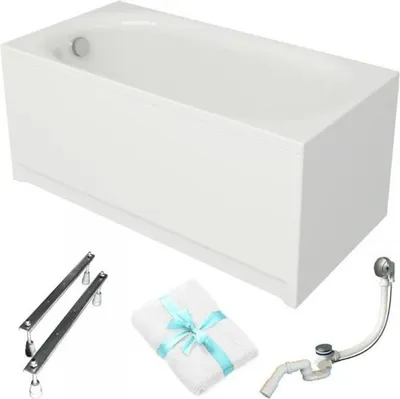 Produktbild von Cersanit | Badewanne - Rechteckbadewanne Octavia - 150x70 Cm - Mit Weißer Verkleidung - Siphon Inklusive - Regulierte Füße