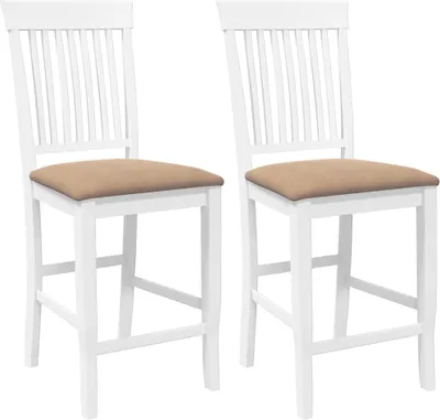 Image de vidaXL Tabouret de bar avec coussin 2 pcs. Blanc Bois massif Hévéa
