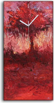 Produktbild von Wandbild Leinwand Bilder Wanduhr 30x60 Fantasie Landschaft mit Einzelbaum Rot - weiße Hände