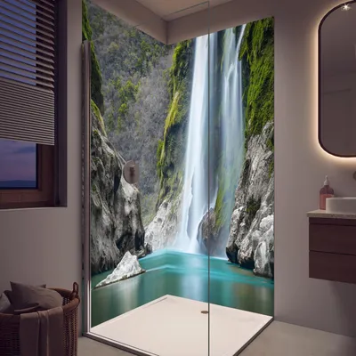 Produktbild von Duschrückwand - Wandverkleidung für Dusche aus Acryl 0,3 cm - 80 x 200 cm - Moderne weiße Backsteinmauer