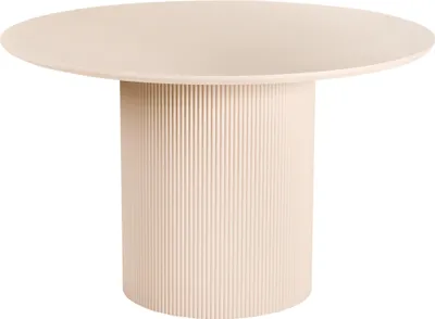 Obrázok produktu pre BELIANI, jedálenský stôl, svetlobéžová farba, MDF, priemer 120 cm, okrúhly, nôžky s vertikálnymi vzormi, moderný dizajn, vhodný do jedálne alebo kuchyne