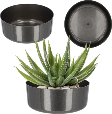 Image de Cache-pot pour fleurs - Cache-pot pour pot de fleurs - 23 cm - Taille M - Gris foncé