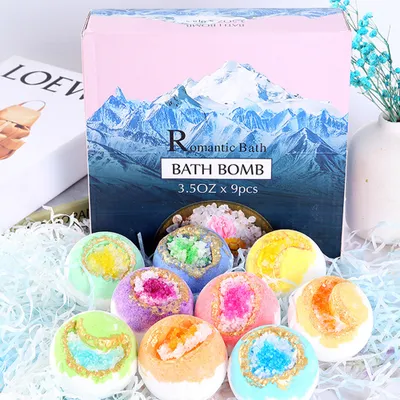 Image de Set cadeau bombes de bain Ultra Lux - 9 pièces 100g effervescentes avec sel de mer naturel et huiles essentielles - Meilleure idée cadeau pour anniversaire, maman, fille, lui, enfants