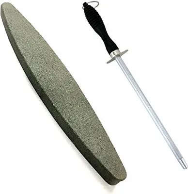 Produktbild von Set 1x Schleifstein 1x Wetzstab Wetzstein Wetzstahl Schleifhilfe Schärfstein