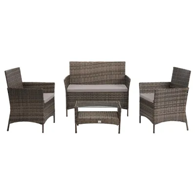 Produktbild von SVITA BROOKLYN Polyrattan Sitzgruppe Balkon Rattan Lounge Gartenmöbel Set Braun