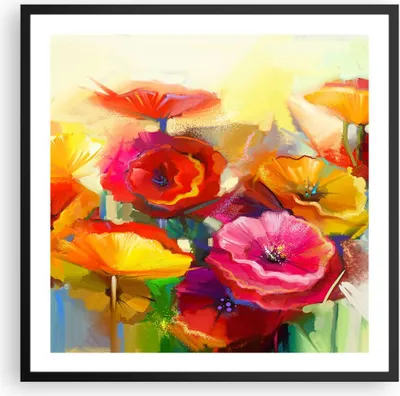 Produktbild von Gerahmtes Poster - Schwarzer Rahmen - Blumen Frühling Flora Garten - 60x60 cm - Wand Bild - Wanddeko - Wandbilder - Wandposter - Bilderrahmen - Bilder - Kunstdruck - Wandbild - P2BAC60x60-2877