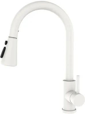Image de Robinet de cuisine Tondiy 360°, mitigeur en acier inoxydable, blanc