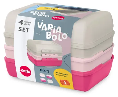 Produktbild von EMSA Variabolo Kids Brotdosen, N11110, Box, Rechteckig, Gemischte Farben, Kunststoff, China, 253 g