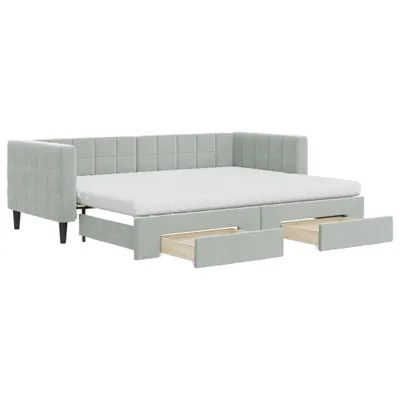 Zdjęcie produktu dla VidaXL 3196756, sofa rozkładana, Szary, Pianka, Metal, Poliester, Drewno, 2230 mm, 900 mm