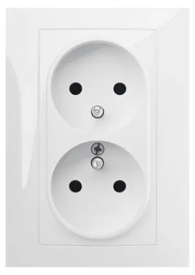 Produktbild von SANTRA Steckdose 2x2P+Z Monolith mit Rahmen, Unterputz, weiß 4135-00