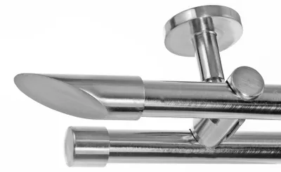 Produktbild von Edelstahl Look Gardinenstange Ø 20mm Deckenträger 2-läufig zweiläufig Deckenbefestigung Schräge D41 E32E30 RR