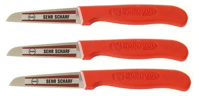 Schälmesser-Set 3 Stück, Edelstahl, 6,5 cm Klinge, spülmaschinengeeignet