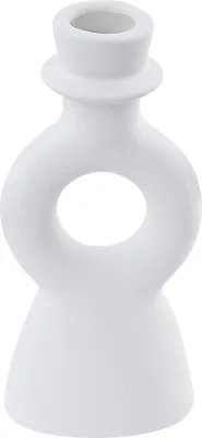 Produktbild von BELIANI Dekorativen Kerzenständer Weiß Keramik 17 cm Kurvenförmige Minimalistische Boho Kerzenhalter