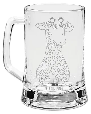 Produktbild von Mr. & Mrs. Panda Humpen Giraffe Blumenkranz - Transparent - Geschenk, Seidel, Afrika, Bierkrug Mit Gravur, Abenteurer, Selbstliebe, Glas, Krug, Freundin