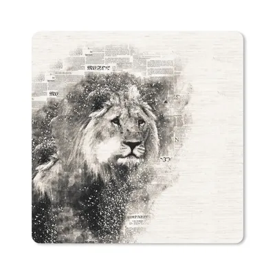 Produktbild von MuchoWow® Mauspad Mousepad Löwe - Zeitung - Schwarz - Weiß 30x30 cm - Mousepads - Maus Mat - Pad - Mausunterlage - Gaming