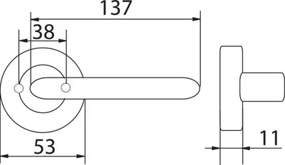 Zdjęcie produktu dla Uchwyt dźwigniowy z okrągłą rozetą B-HARKO KI 05, kwadrat 8 mm, rozstaw śrub 38 mm, stal nierdzewna (zestaw)