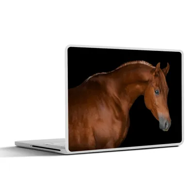 Produktbild von MuchoWow® Laptop Aufkleber Sticker Cover Pferd - Schwarz - Braun 32.5x23.5 cm - Sticker für Laptop - Selbstklebend