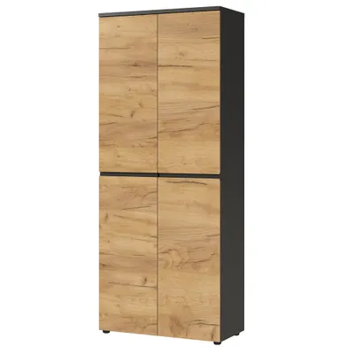 Produktbild von Büro Aktenschrank 197 cm hoch LUGANO-01 in Graphit mit Navarra Eiche Nb., B/H/T: ca. 80/197/40 cm