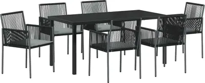 Image de vidaXL Ensemble de jardin 7 pcs noir rotin PE