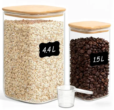 Immagine prodotto di Omgoods - Set di 2 contenitori in vetro con coperchio - 1500-4500 ml