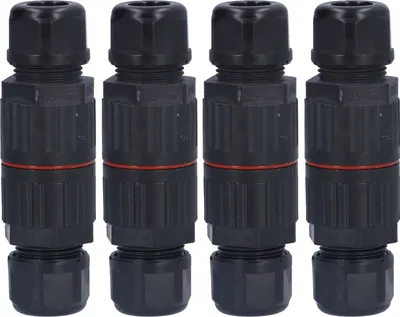 Produktbild von 4 Stück wasserdichte Anschlussdosenverbinder, gerade Durchgangsverbinder für externe Kabelboxen im Außenbereich, 2 Eingänge, 2 Ausgänge