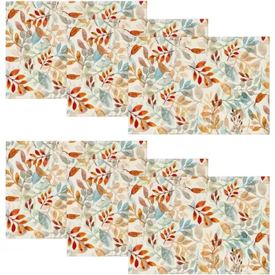 Immagine prodotto di Sottopiatti a tema autunnale, set da 6, dimensioni 30x45 cm, colore arancione/beige, 100% poliestere, lavabili