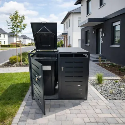 Produktbild von abc HOME Mülltonnenbox 2er Set 240L Metall Anthrazit
