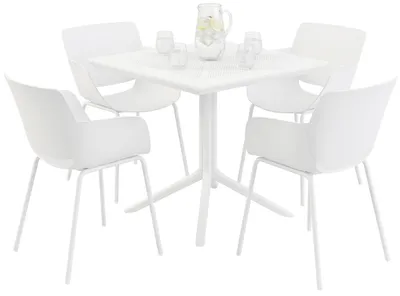 Zdjęcie produktu dla Zestaw mebli ogrodowych Lirra składający się z 4 krzeseł | Kolor: biały | Wymiary: 196x80x80 cm