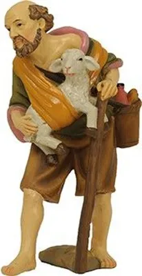 Produktbild von Hirte mit Schaf, Mathias Krippenfigur, Polyresin, handbemalt. Zu 9 cm Figuren.
