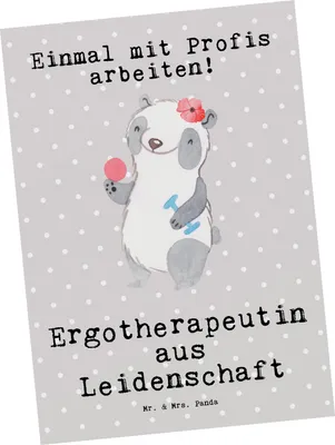 Produktbild von Mr. & Mrs. Panda Ansichtskarte Ergotherapeutin Leidenschaft - Grau Pastell - Geschenk, Grußkarte, Beruf, Lustig, Postkarten, Kunstkarten, Spruch, Ansichtskarten, Witzig