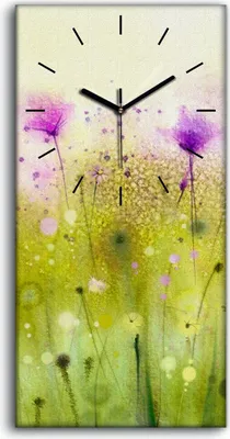 Produktbild von Wanduhr Uhr Wandbild Leinwand 30x60 Gemälde Abstrakte Blumen Pflanzen Kunst - schwarze Hände