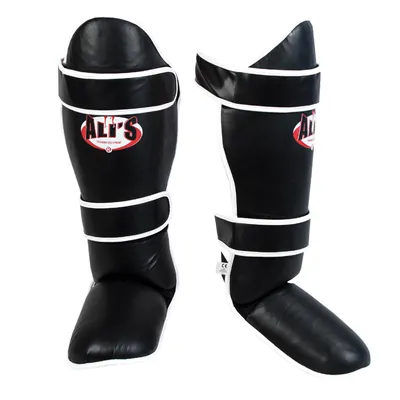 Produktbild von Ali’s Fightgear SHIN PRO Schienbeinschoner – Schwarz – Größe XL – Für Kickboxen, Muay Thai & Kampfsport – Optimale Sicherheit & Komfort
