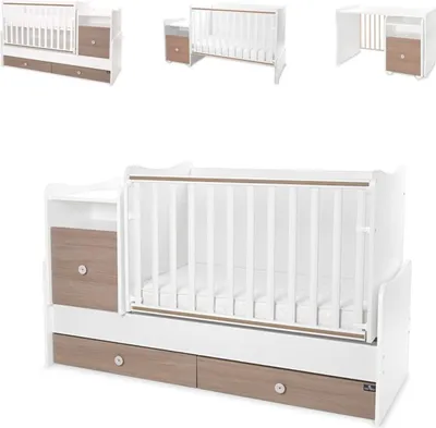 Produktbild von Lorelli Babybett Trend Plus 70x160cm Schreibtisch Kinderbett Schubladen Kommode braun