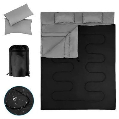 Produktbild von Doppelschlafsack für 2 Personen, Deckenschlafsack mit 2 Kissen und Tragetasche, wasserdichter Winterschlafsack für Erwachsene, Schlafsäcke für Outdoor-Aktivitäten wie Camping und Wandern