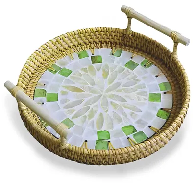 Obrázek produktu pro Solidchoice - Ručně tkaný podnos z rákosí, průměr 24 cm