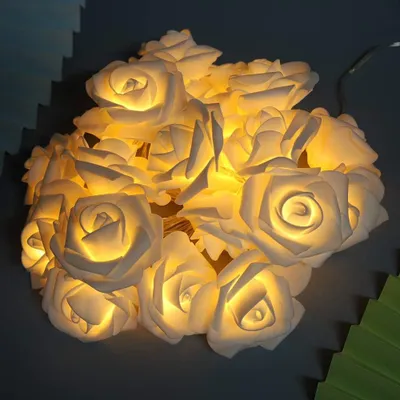 Produktbild von Rosen-Lichterketten – 3 Meter, 20 LEDs, USB, künstliche Rosen, Feenlichter