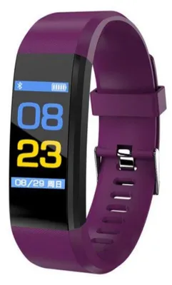 Immagine prodotto di Braccialetto fitness smart ID115 Plus, display OLED da 0,96", monitoraggio della frequenza cardiaca, contapassi, resistente all'acqua (IP65), notifiche, colore: viola