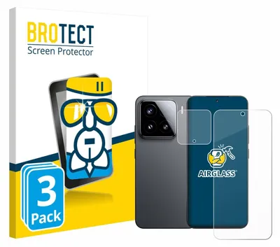 A product shot of a screen protector packaging with a smartphone and screen protectors shown.