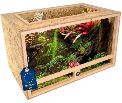 Produktbild von ITA Schildkröten Terrarium 120х60х60 cm mit Offenem Dach & Integriertem Hygrometer - Holzterrarium aus OSB-3 Platten - Terrarien für Schildkröte und andere Tierarten - EU Produkt
