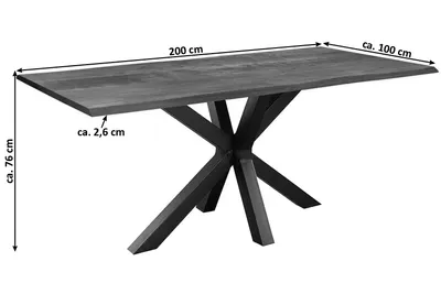 Produktbild von SAM® Esstisch Baumkante massiv Akazie nussbaum 200 x 100 schwarz SPYRO