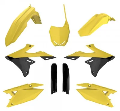 Imagen del producto de Kit de plástico POLISPORT para Suzuki RMZ 250/450, color amarillo/negro (modelos 2018-2024)
