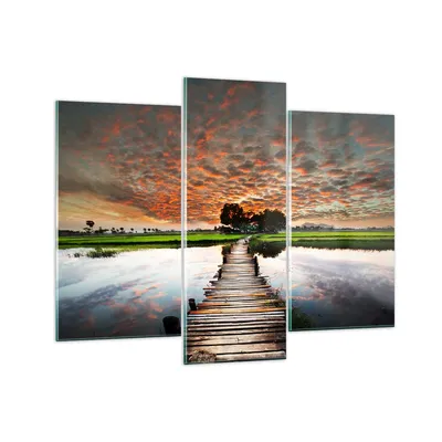 Produktbild von Bilder auf glas - Asien brücke see natur - 130x100cm - Glasbilder - Wandbilder - Kunstdruck - zum Aufhängen bereit - Wanddekoration aus Glas - Glas Bilder - Wandbild auf Glas - GCB130x100-2132