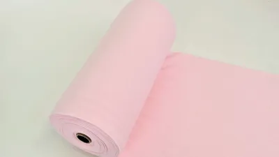 Produktbild von Bündchenstoff LUC Melange White Rosa, Uni 270 g/m², Strickschlauch glatt/fein, 0,35 m Breite, 0,25 m Länge, Schlauch, Meterware
