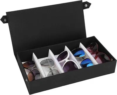 Produktbild von Famanu Sonnenbrillen-Organizer 5 Fächer - Schwarze Aufbewahrungsbox für mehrere Brillen