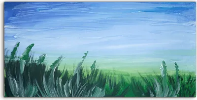 Produktbild von Coloray Canvas 100x50  Wandbild Leinwand Bilder Kunst Bild Wiesen Himmel Malerei Gras