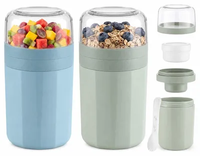 Image de Ensemble de 2 bols à muesli "à emporter" avec cuillère-fourchette